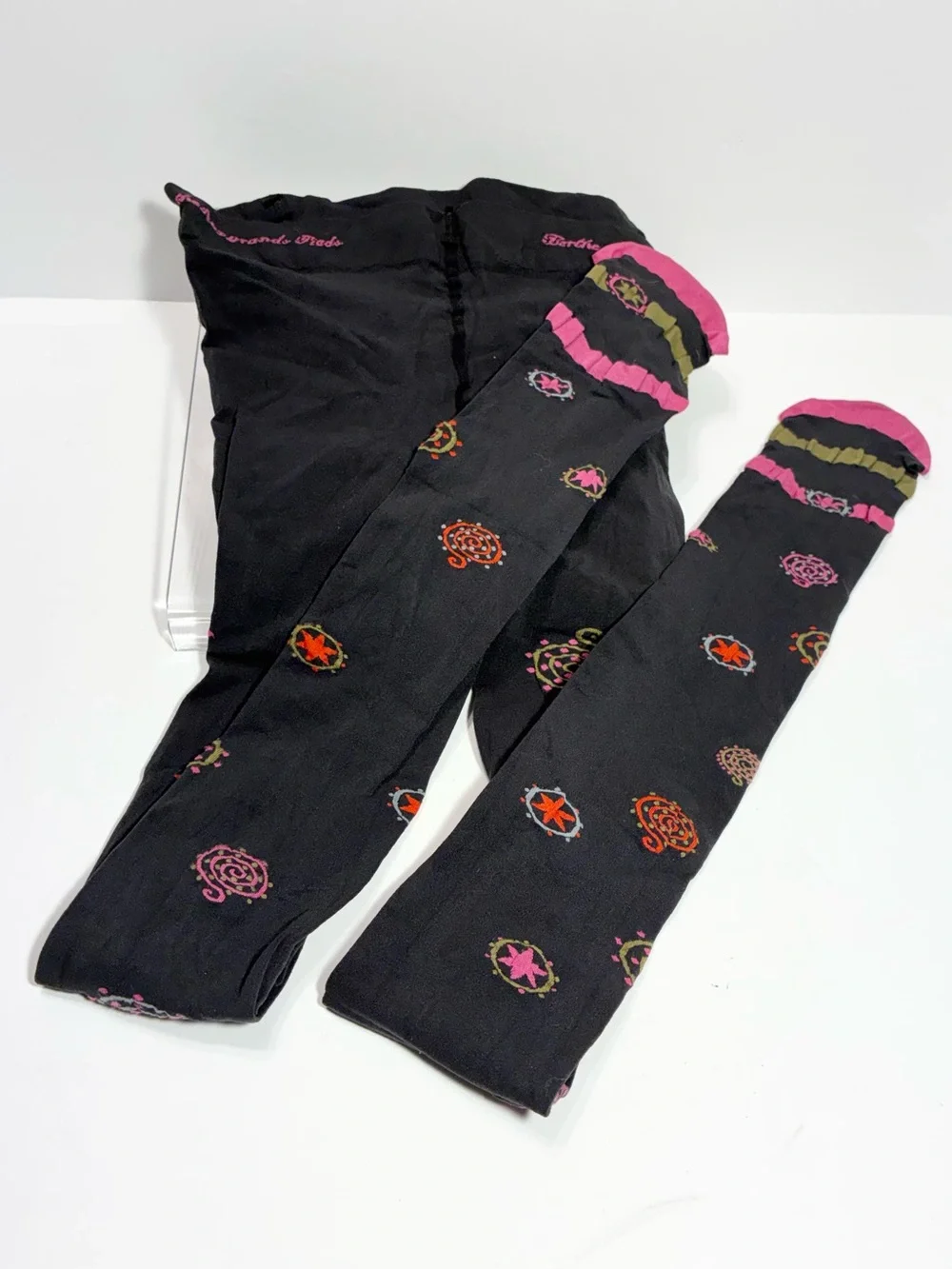 Berthe France Spiral Star Pattern Opaque Tights Charcoal Multi Size 3/4 (M/L)